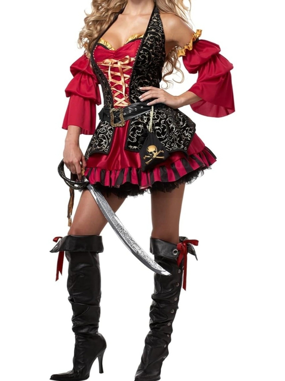 Red Women's Pirate Costume Dress Classic Pirate Look